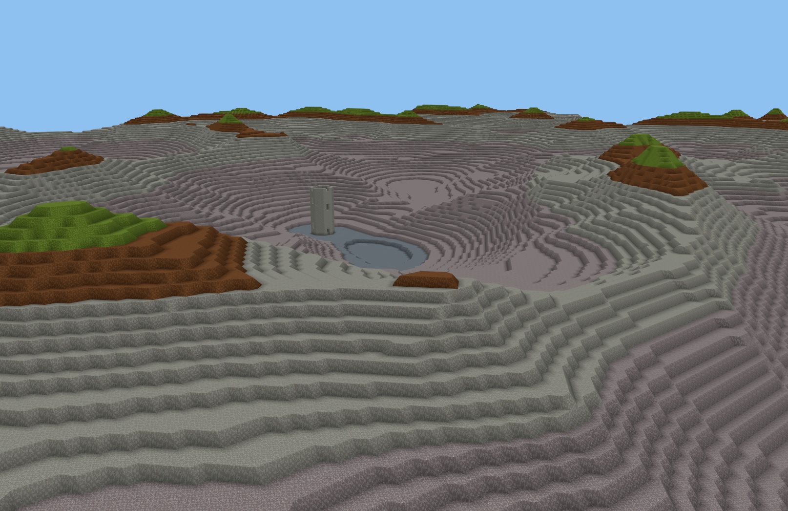 Perlin noise generated terrain with the Terra Diem tower